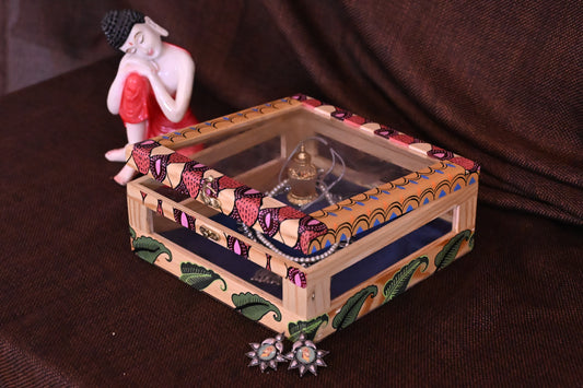 Hand Painted Intricate Gond And Kalamkari Art Jewellery Box