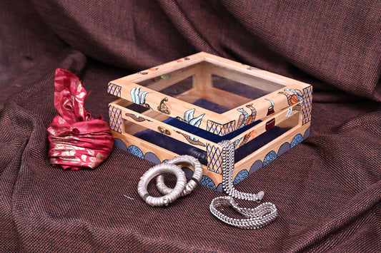 Hand Painted Intricate Gond Tribal Art Jewellery Box